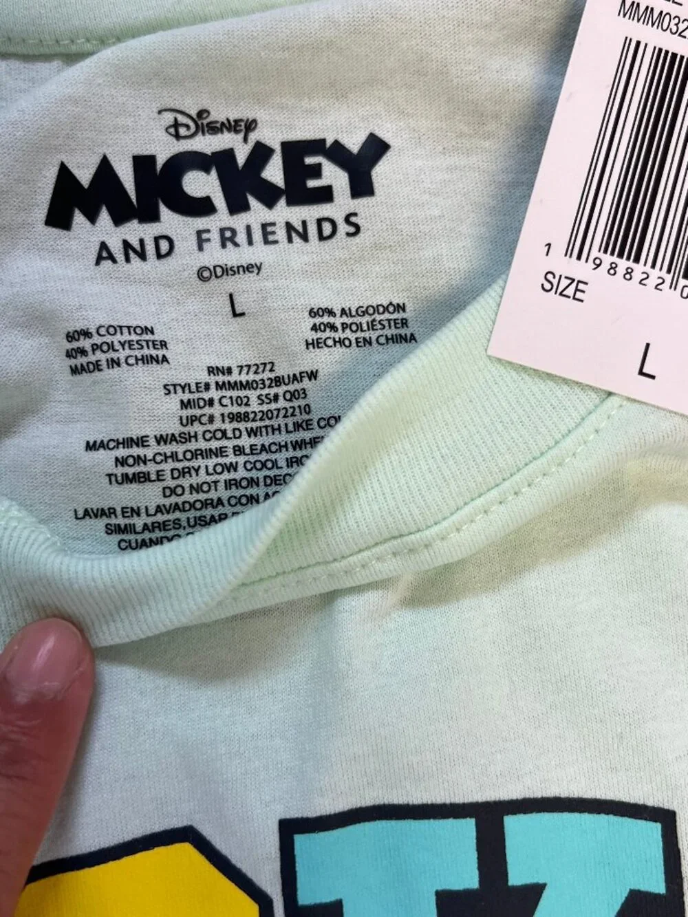 Disney Mickey Mouse & Friends T-Shirt Mens Large Mint Green Graphic Tee NWT